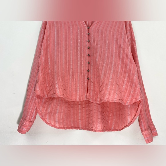 Anthropologie Pilcro The Tavi Button-down Blouse Pink Size Large - Picture 4 of 11